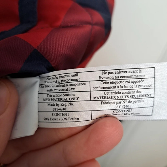 J. Crew Red Navy Buffalo Plaid Quilted Puffer Down Feather Excursion Vest Sz XS - Picture 7 of 9